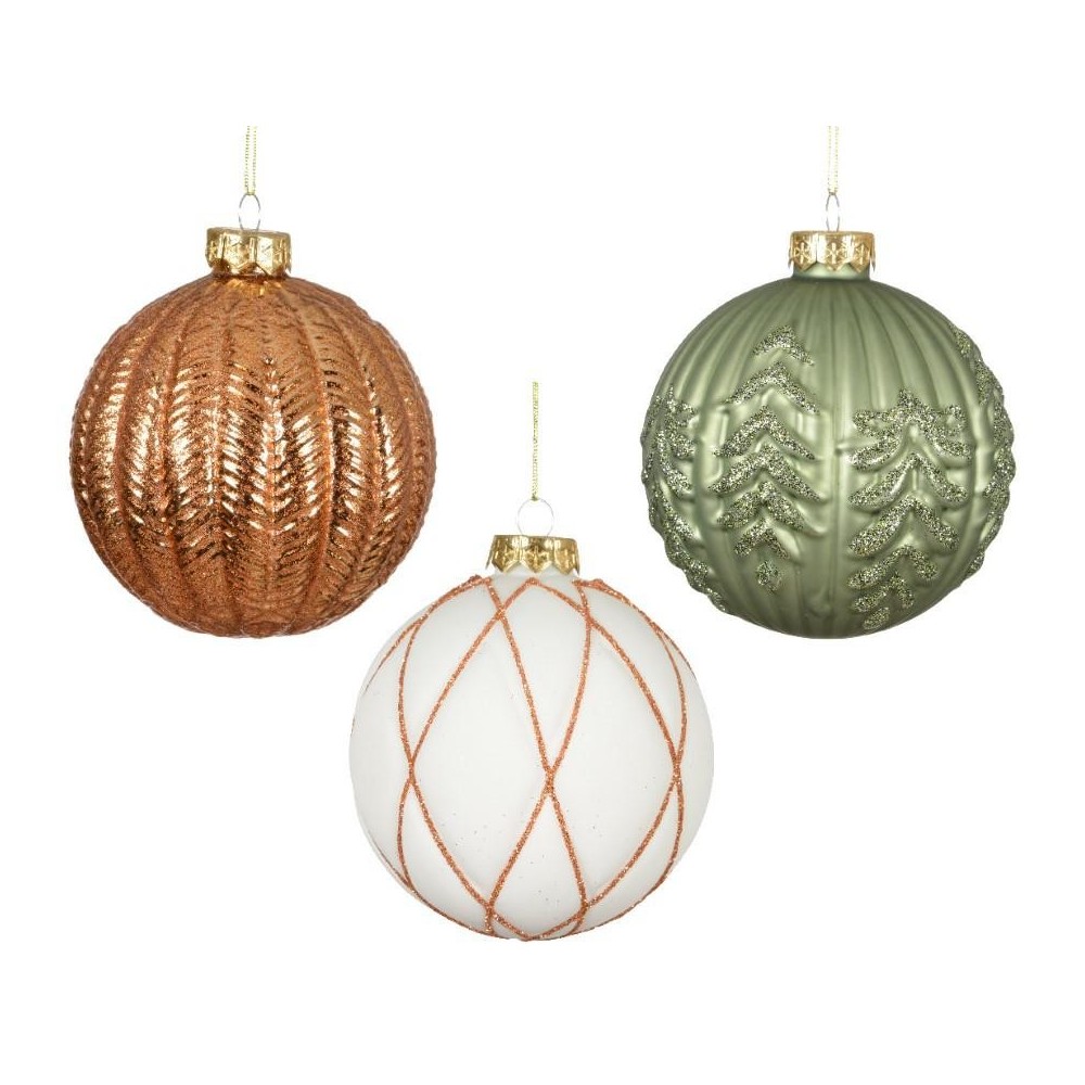 SFERE VETRO D.10CM. MATT GLITTERATE ASSORTITE